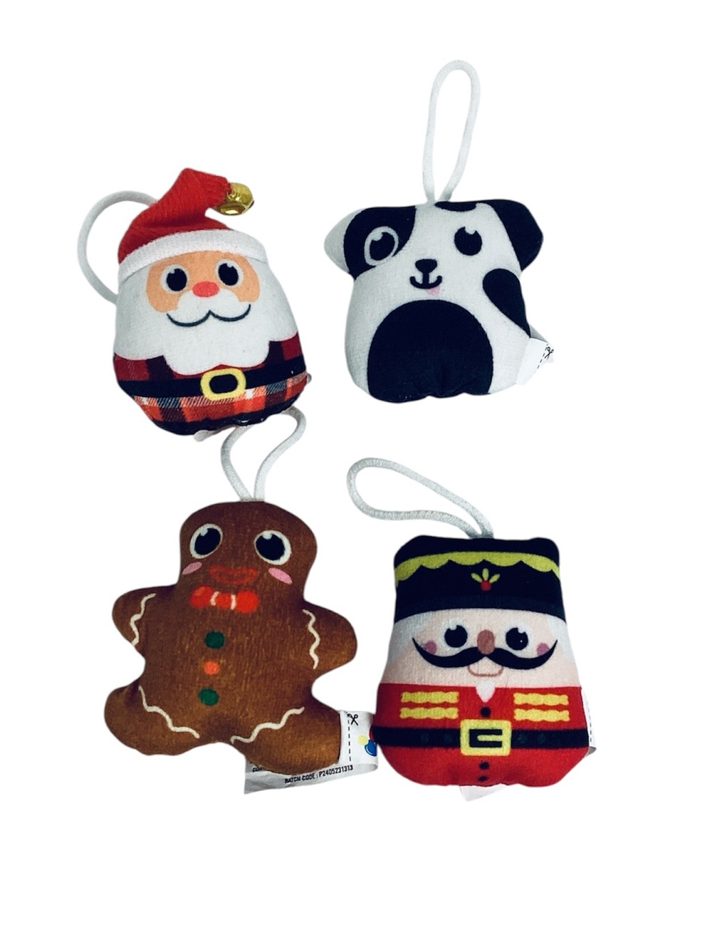 💚 Ricochet Holiday Plush Ornament Set - Santa, Panda, Gingerbread & Nutcracker